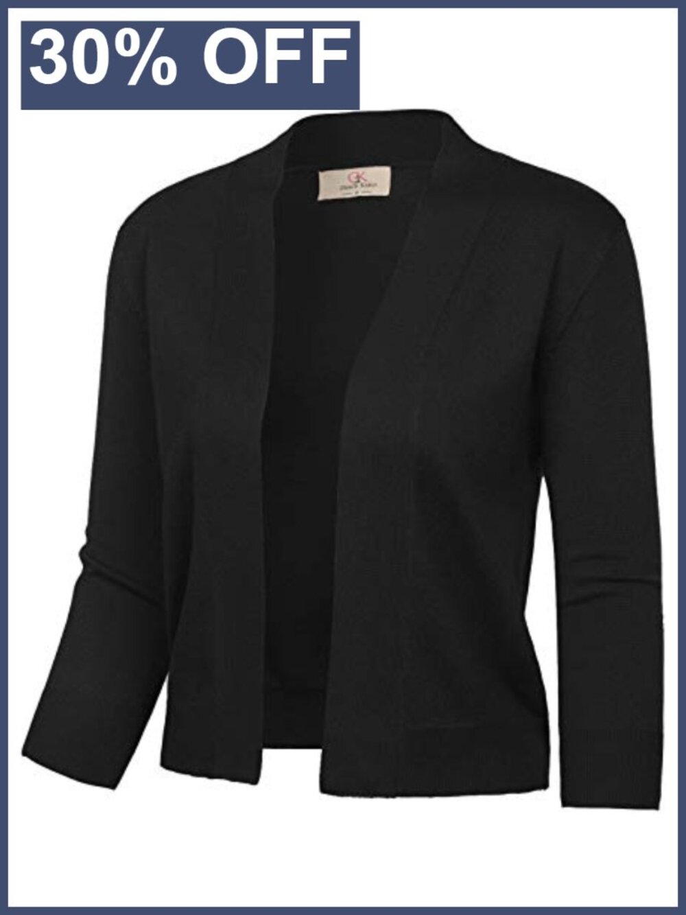 Womens 3/4 Sleeve Knit Cropped Cardigan Open Front Bolero Shrug Lightweight